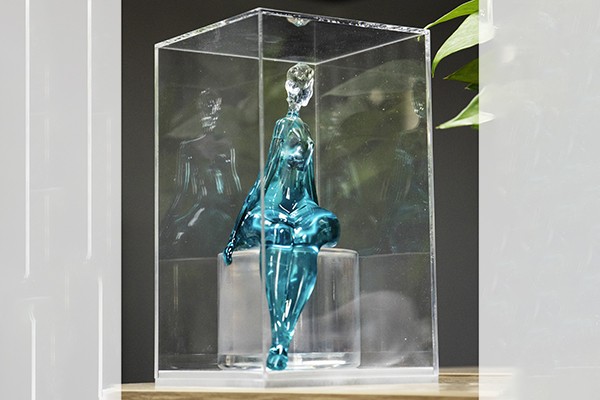 Custom Resin Art Sculptures – Blue Sitting Woman Figure